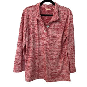 Soft Surroundings Women's Long Sleeve Red/White Heather Touchable Top Sz S GUC